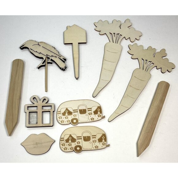 Lot 56 Unfinished Wood Craft Pieces 1"-12" Gardening Christmas Hearts Number NEW - Picture 6 of 8